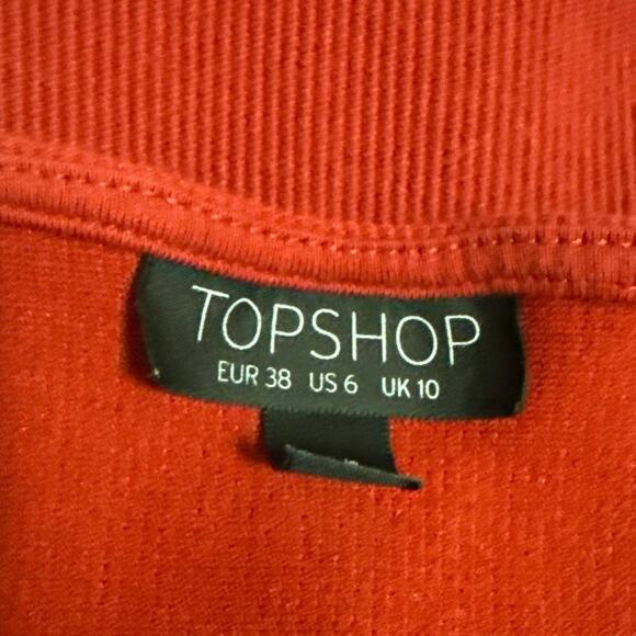 Topshop Women's Red Rib Knit Sleeveless Plunging V-Neck Bodysuit Tank Top Size 6 - Picture 3 of 4